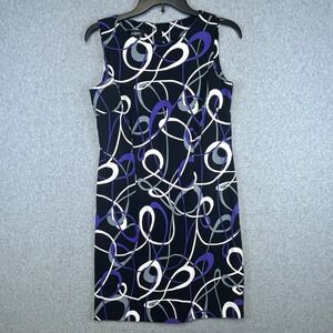 AGB Dress Women's 10P Black Purple Petite Sleeveless Career Party Cocktail Dress